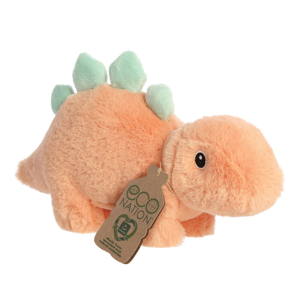 Sustainable recycled soft toy dinosaur.