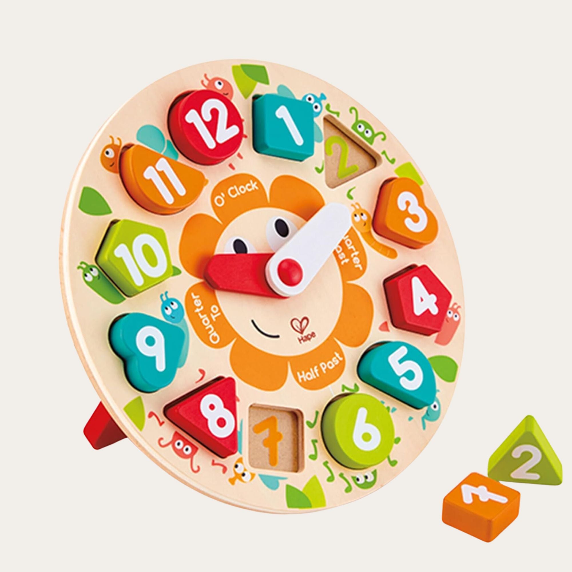wooden toys - shape sorting clock.