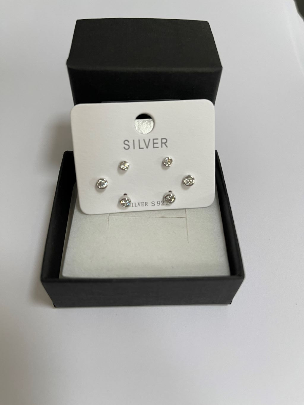 Silver Stud Earrings Set of 3 Pairs Jewellery.