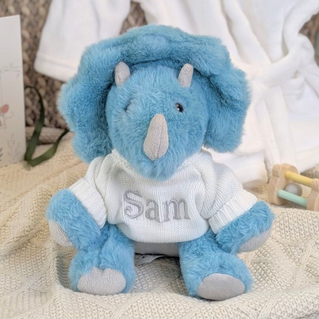 Blue Squishy Plush Personalised Dinosaur Soft Toy Eco-Friendly (20cm) Cuddly Toys.
