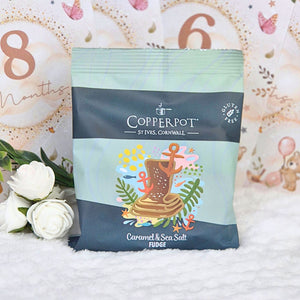 50g delicious caramel and sea salt cornish fudge by Copperpot St.Ives, Cornwall. Vegetarian and Gluten Free.