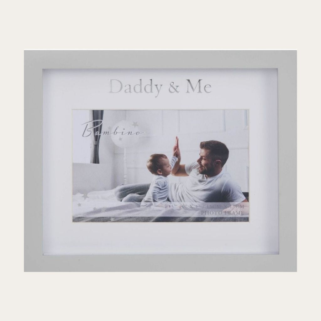 Bambino Daddy & Me Grey Frame 6" x 4" in Lidded Gift Box Photo Frame.