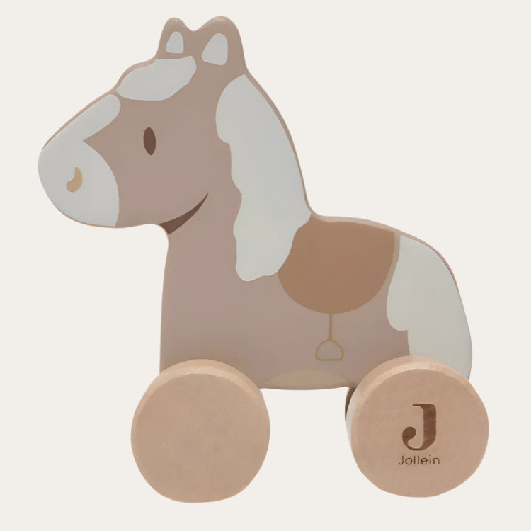 Wooden Horse on Wheels Nostalgic Ride Wooden Toy.