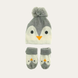 Penguin Hat and Mittens Unisex Set Christmas.