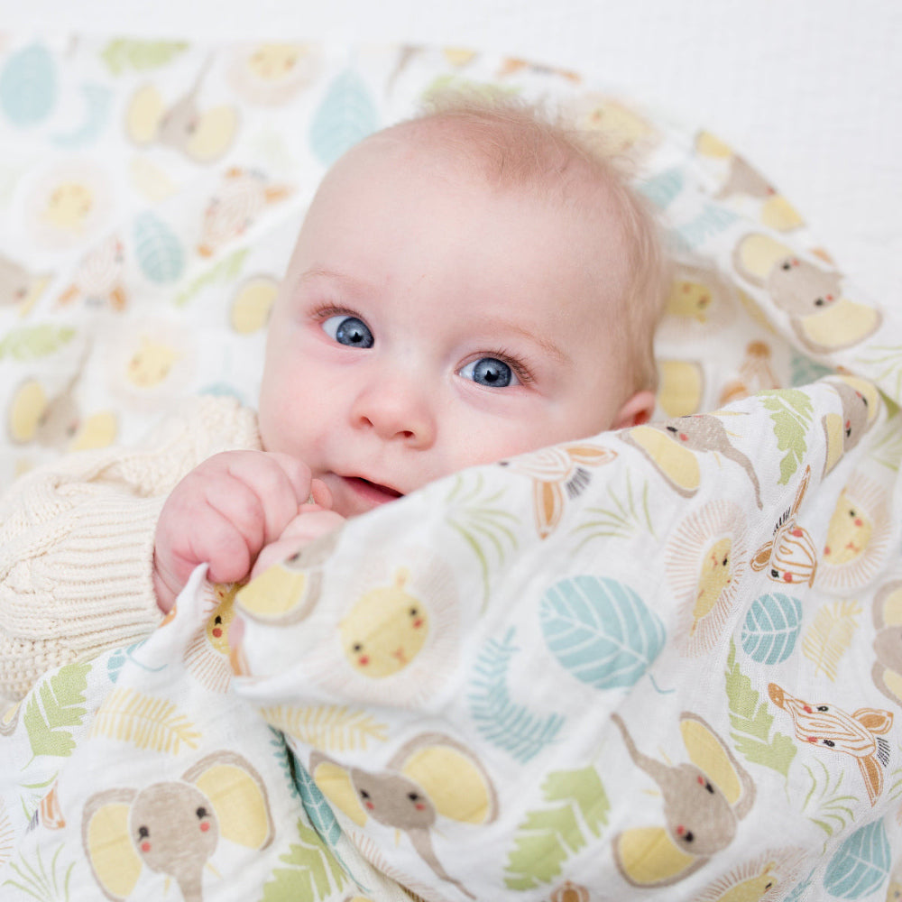 Swaddle Blanket Multipurpose Muslin - Jungle Baby Swaddle.