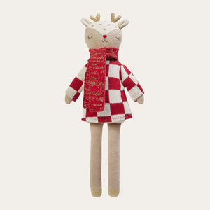 Organic Knitted Reindeer Soft Cuddly Toy Christmas.