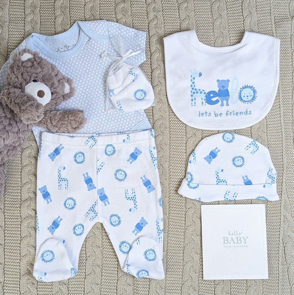baby boy clothes set in blue and white