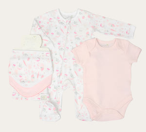 Baby Girl Clothing Set â Pink Plant Print | 5-Piece Cotton Outfit 0-9M Baby Girl Clothes.