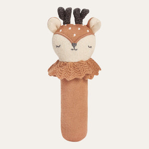 Knit Stick Rattle - Dainty Deer Rattle.