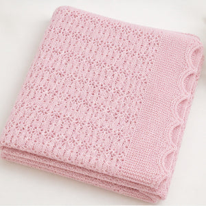 Soft pink knitted cashmere baby shawl