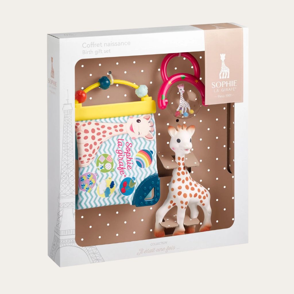 Sophie la girafe Birth Gift Set (Awakening Fabric Book) and Teething toy.