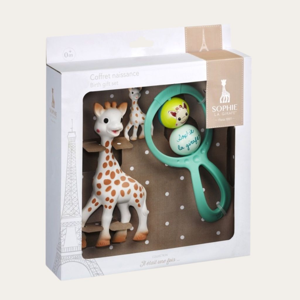 Sophie La Girafe Newborn Gift Set (Il etait une fois) Teether, Rattle Toy and Mini Sophie Keyring.
