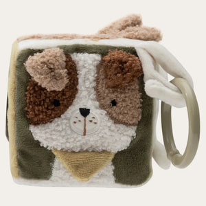 Tiny Park Neutral Activity Cube with soft dog face panel