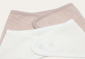 Baby bandana bibs with easy popper fastening – Wild Rose and Oatmeal design