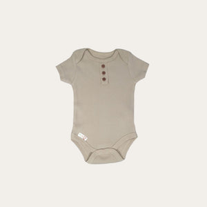 Biscuit Ribbed Bodysuit Eco-Friendly Unisex Baby Clothes.