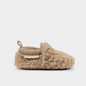 Side view of a tan Baby Borg Shoe