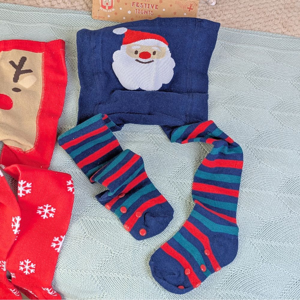 Festive Baby Christmas Tights - Santa Designs