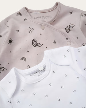 Soft organic baby clothes set with a rainbow theme