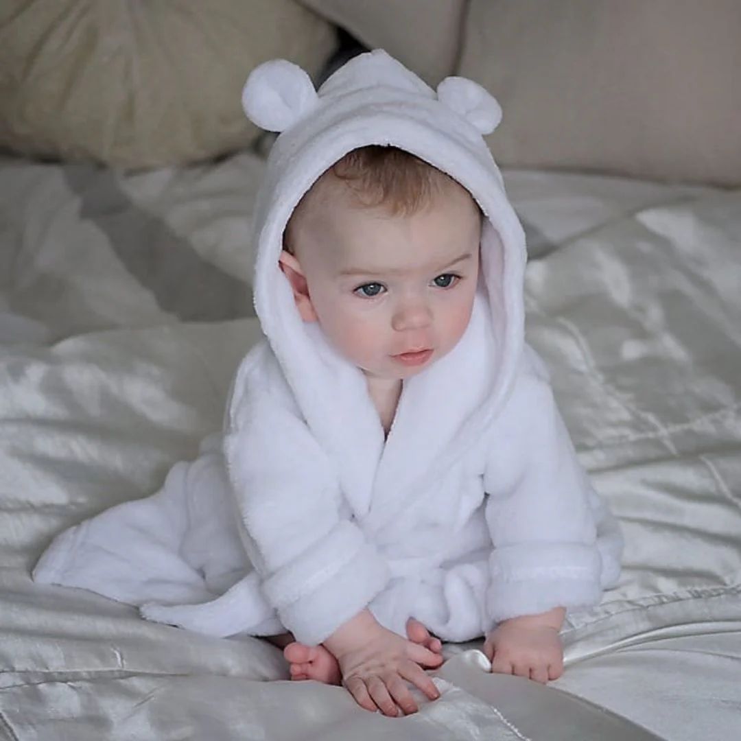 baby dressing gown white with ears