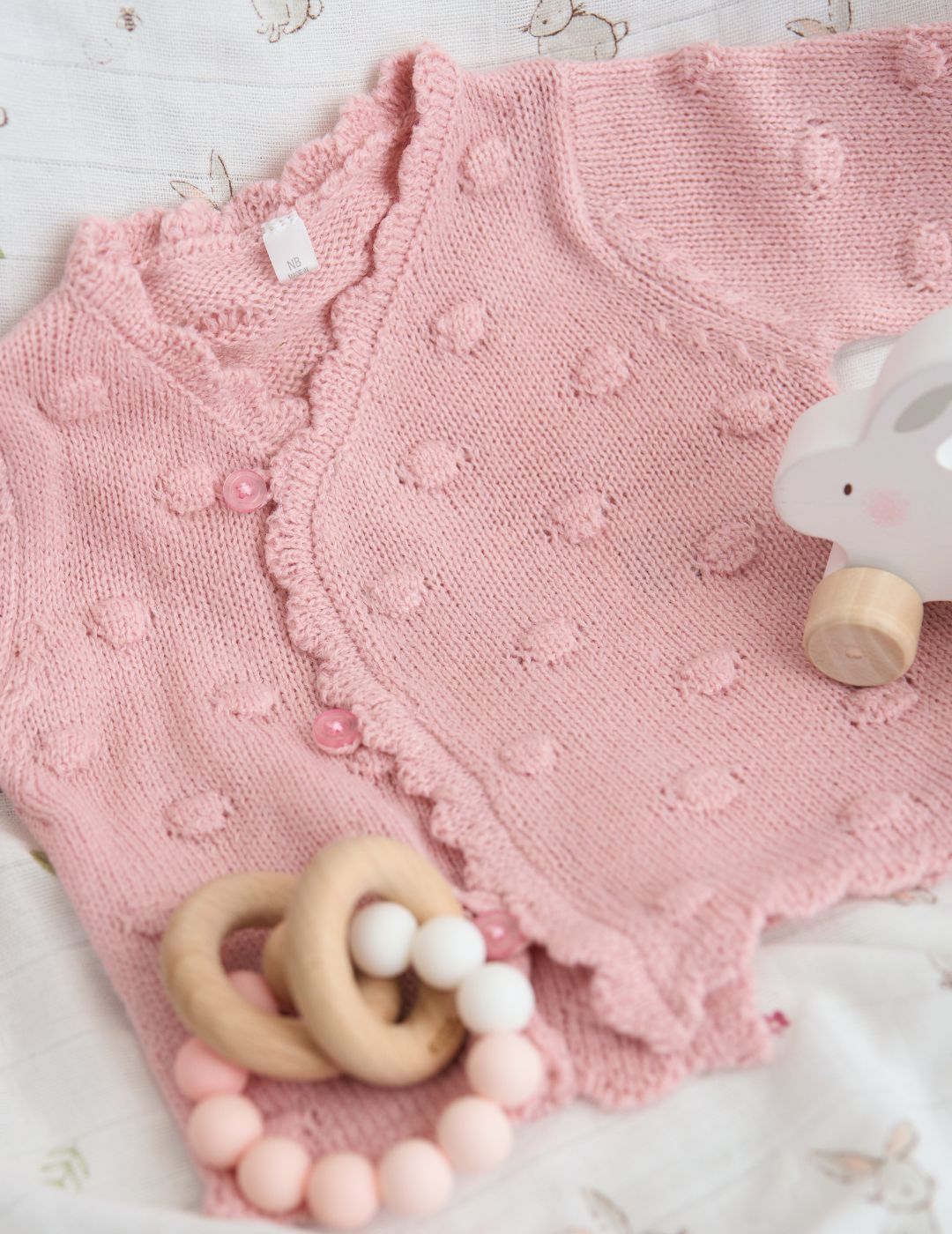 baby clothing set, knit dusty pink