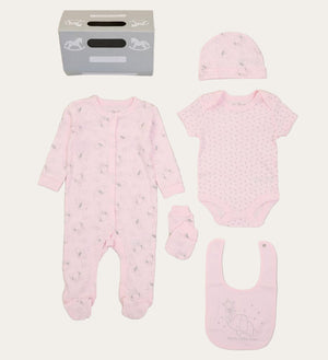 Pink & Silver Baby Girl Gift Set with Hat, Mittens and Bib