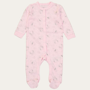 Pink Baby Girl Outfit Set – Bodysuit, Bib, Hat, Mittens