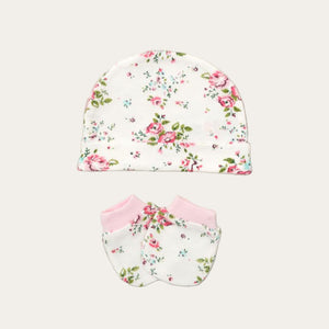 Baby Girl Bib, Hat and Bodysuit Set - Pink Roses