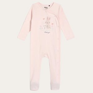 Baby girls pink cotton sleepsuit