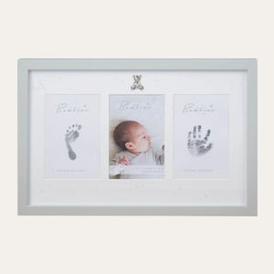 Ink pad frame keepsake for baby hand and foot prints