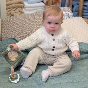 Baby knit jumper cardigan in cream with little buttons