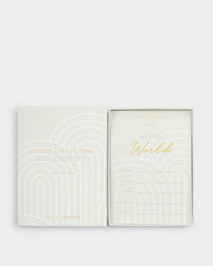 Hello Little One baby milestone cards presented in rainbow print card box