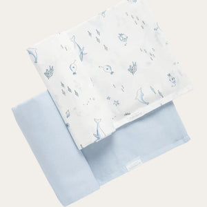 Baby muslin wraps in nautical blue tones, crafted from breathable cotton muslin for swaddling and everyday baby care