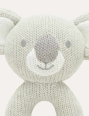 Handheld knitted koala rattle for little hands