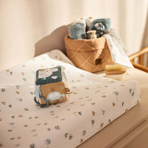 Sea green sensory cube with crinkle key and mirror