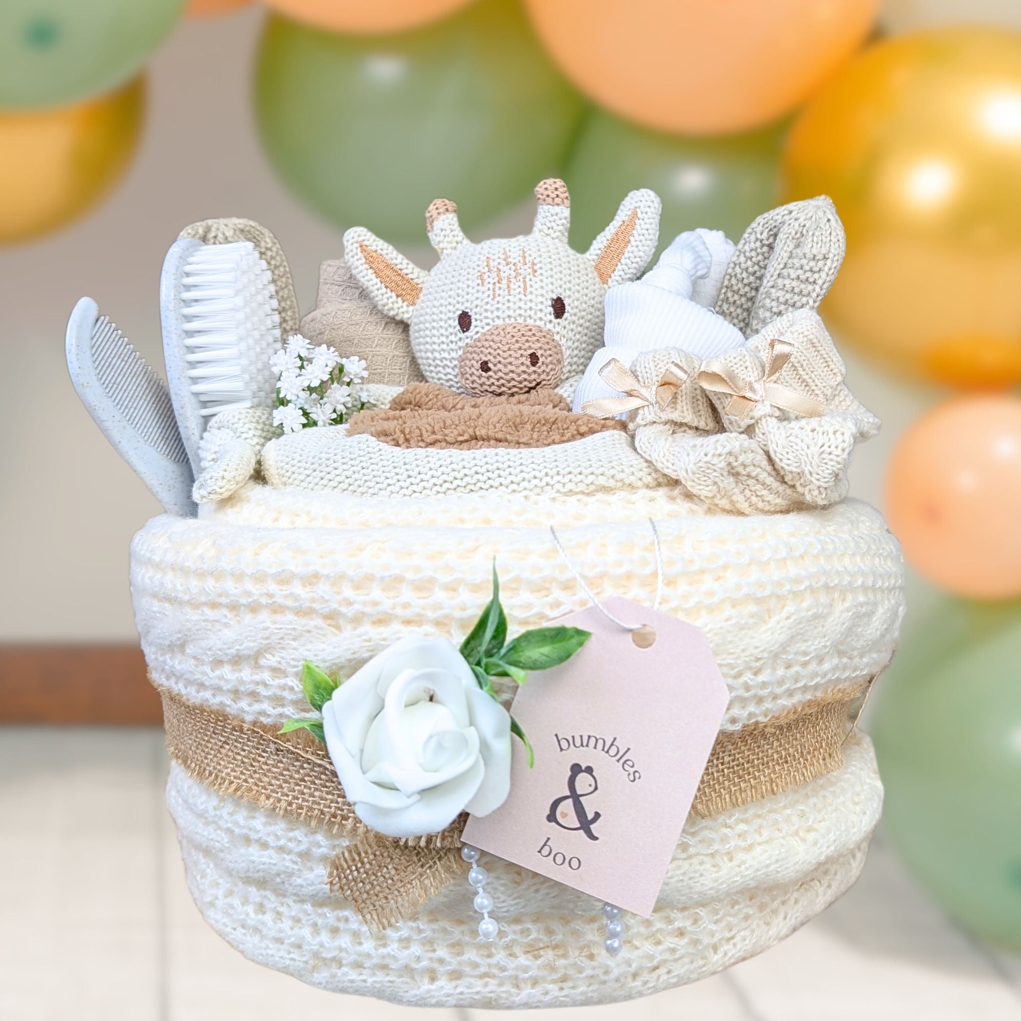 baby shower nappy cake Bumbles and Boo.