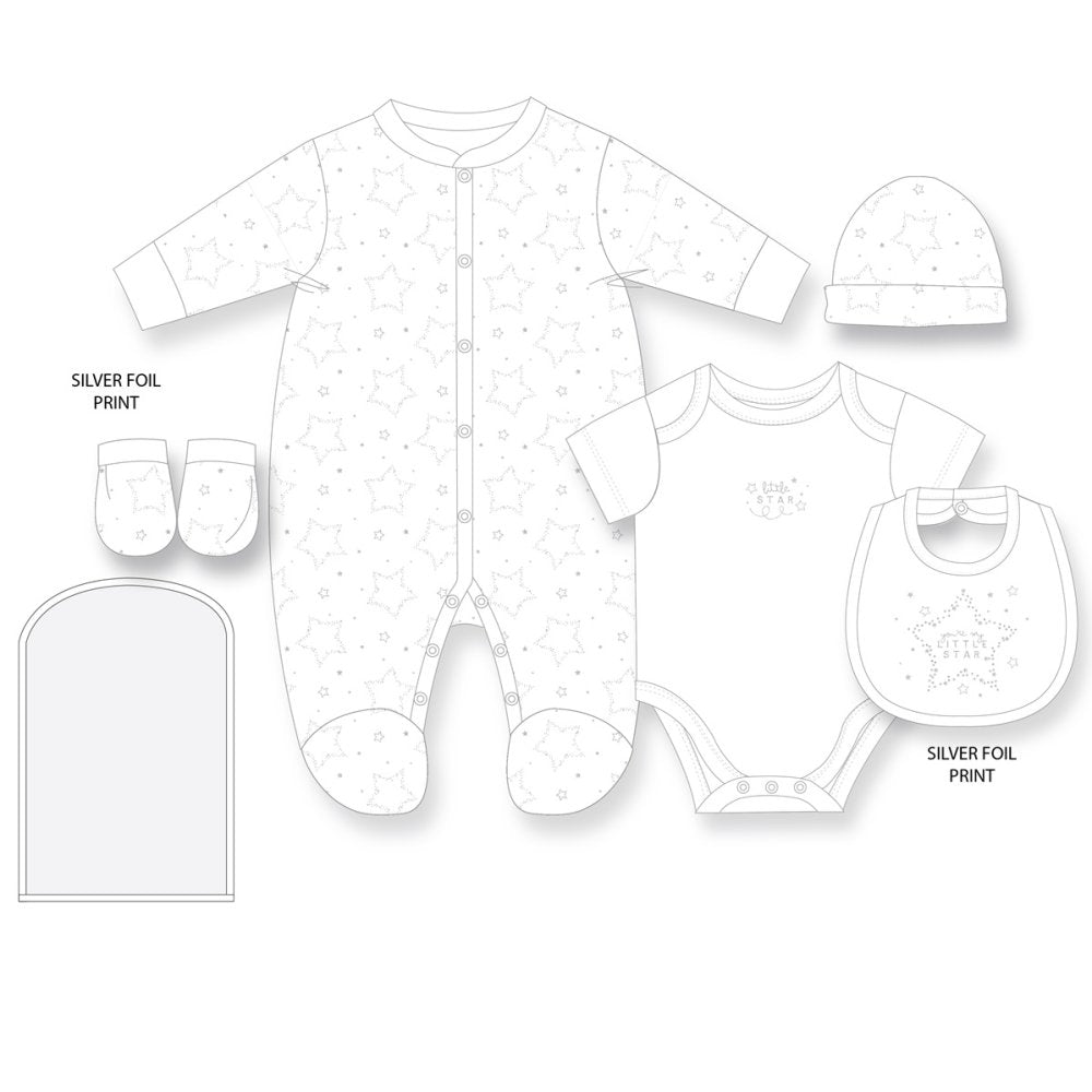 Baby unisex little star clothing set presented ready for gifting