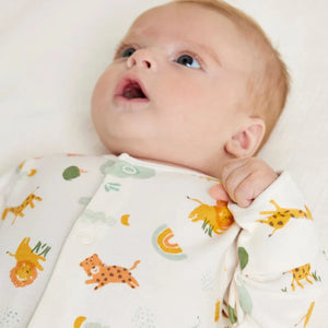 Matching baby unisex sleepsuits set with animal and safari designs