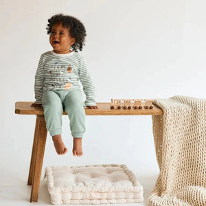 Baby unisex printed top and bottom set in sage green