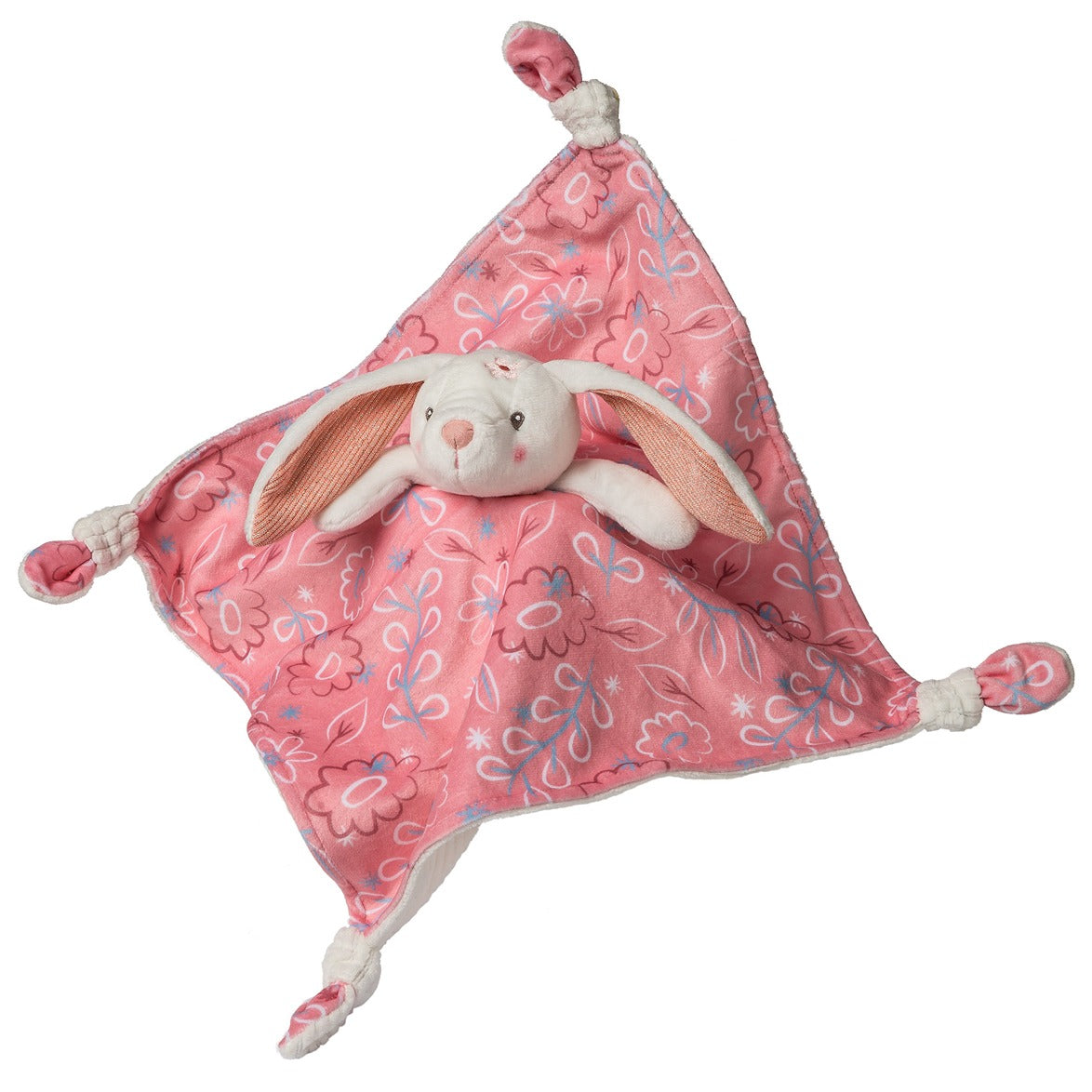 Pink bunny knotted comforted with leaf and flower patterns