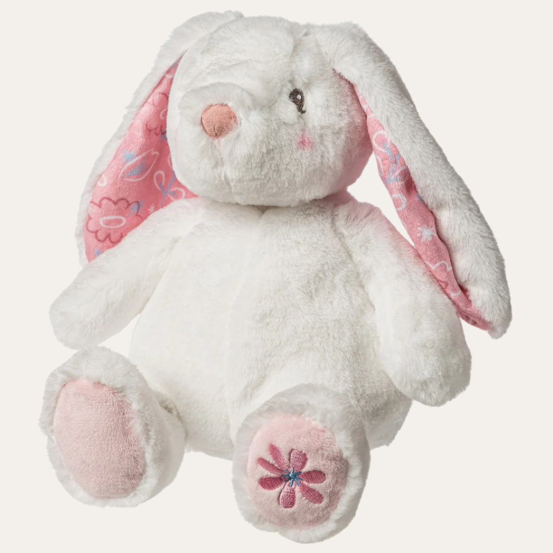 White Bella Bunny soft cuddly toy with pink floral print