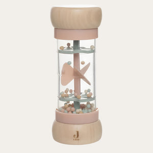 Bird-themed baby rattle with rain sound beads