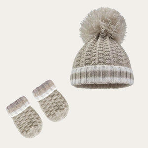 Biscuit Ribbed Hat & Mitten Set Baby Hat and Mittens.