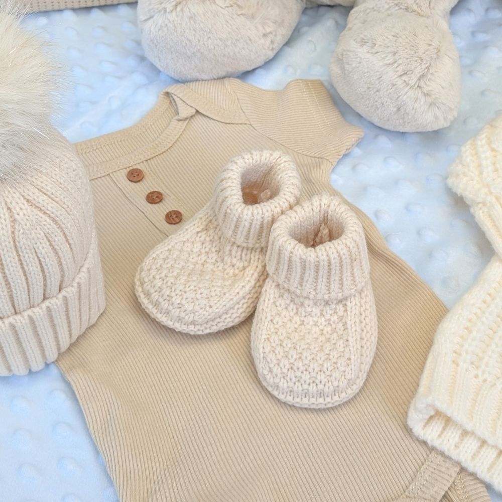 Soft Biscuit Knitted Baby Booties – 0 to 6 Months