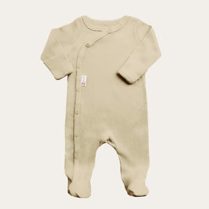 Biscuit Ribbed Baby Sleepsuit 100% Cotton | 0-3 Months Unisex Baby Clothes.