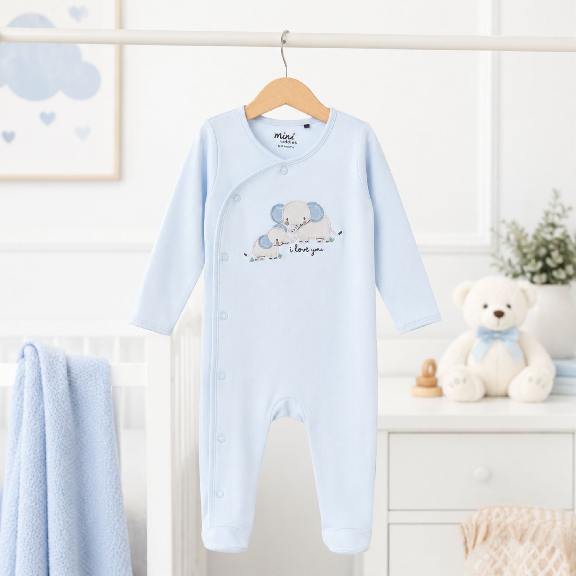 Cotton interlock newborn sleepsuit