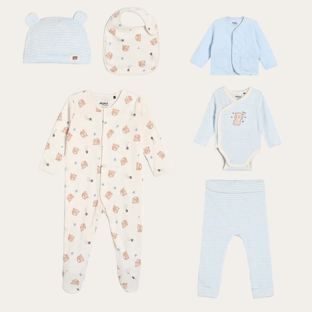 Blue bear baby essentials six piece set