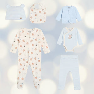 Blue bear baby essentials six piece set