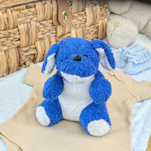 Blue dog sponge bath toy