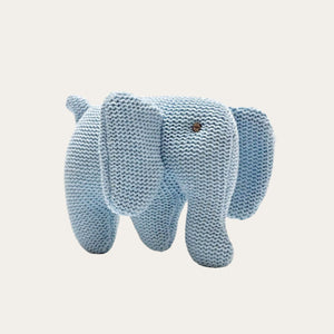 Knitted Organic Cotton Blue Elephant Baby Rattle Rattle.