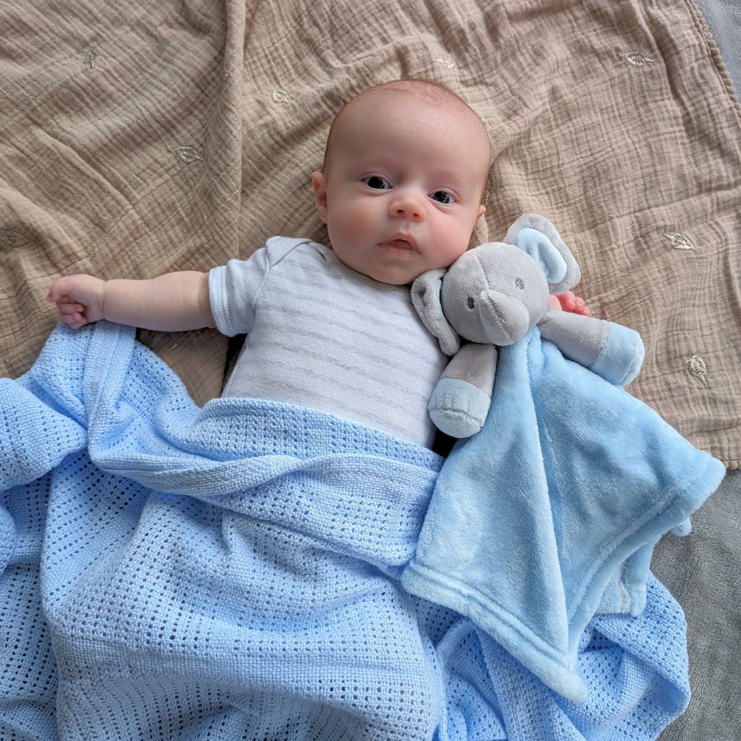 Personalisable Blue Elephant Comforter Baby Comforter.